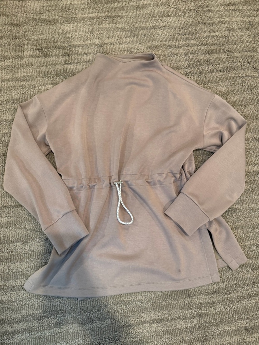 Buckle Black Cinched Waist Pullover – Taupe Athleisure Top